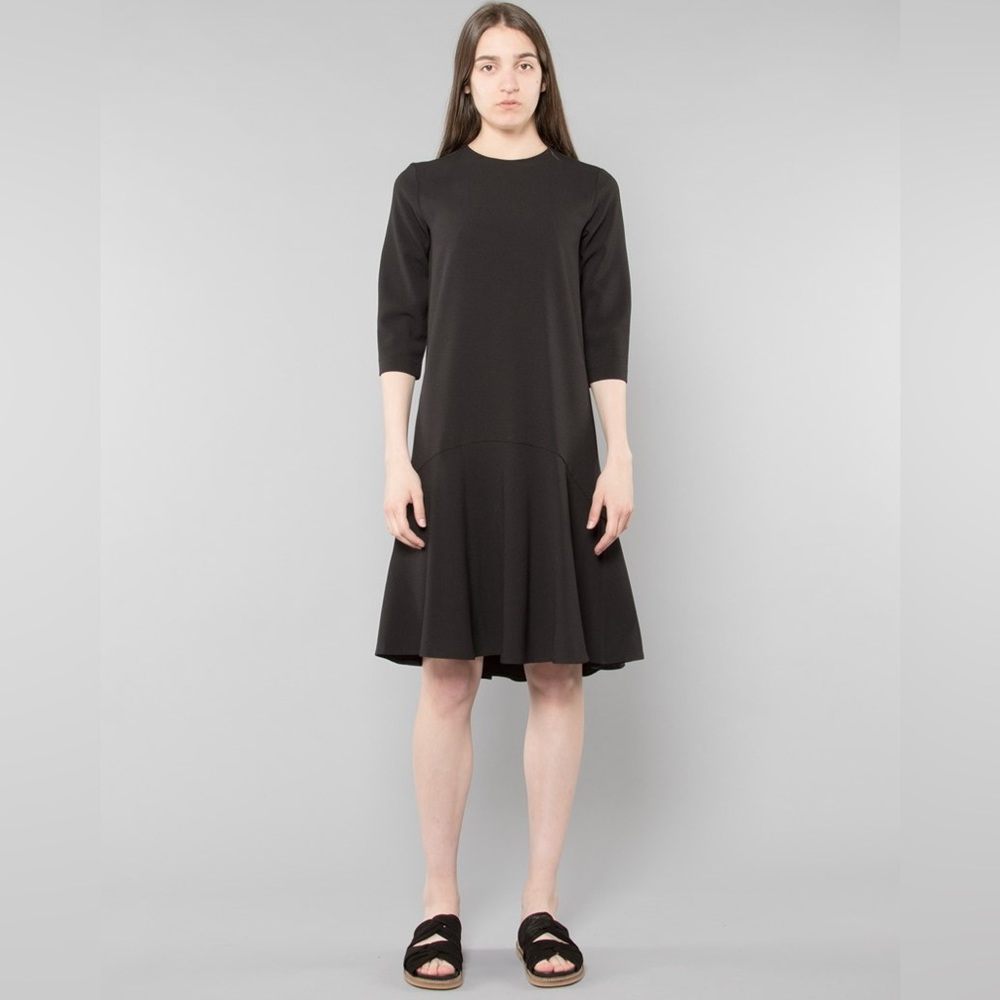 Ganni Drop-Hem Clark Dress in Black